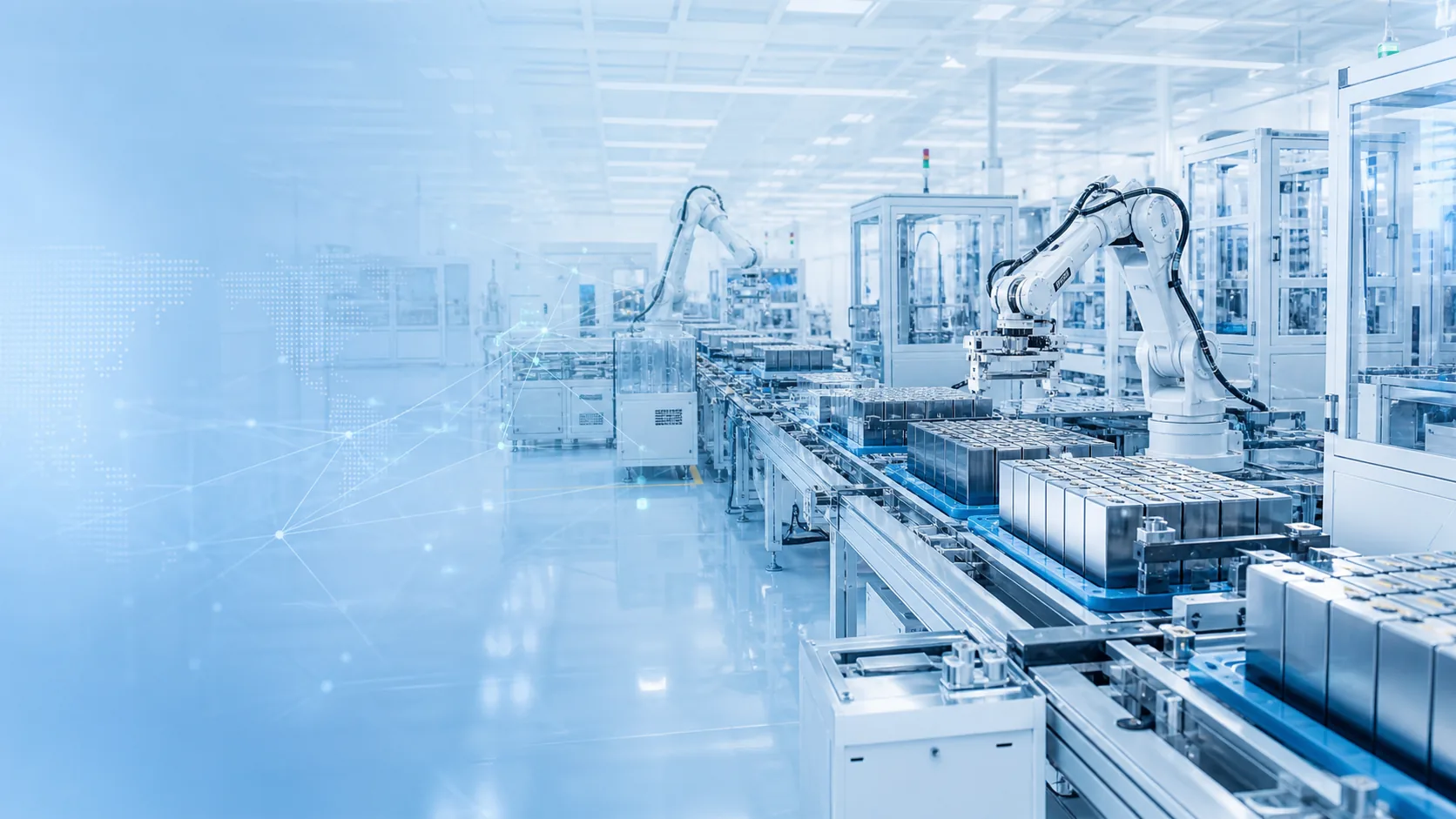 Lithium-ion battery cell manufacturing cleanroom and automation line