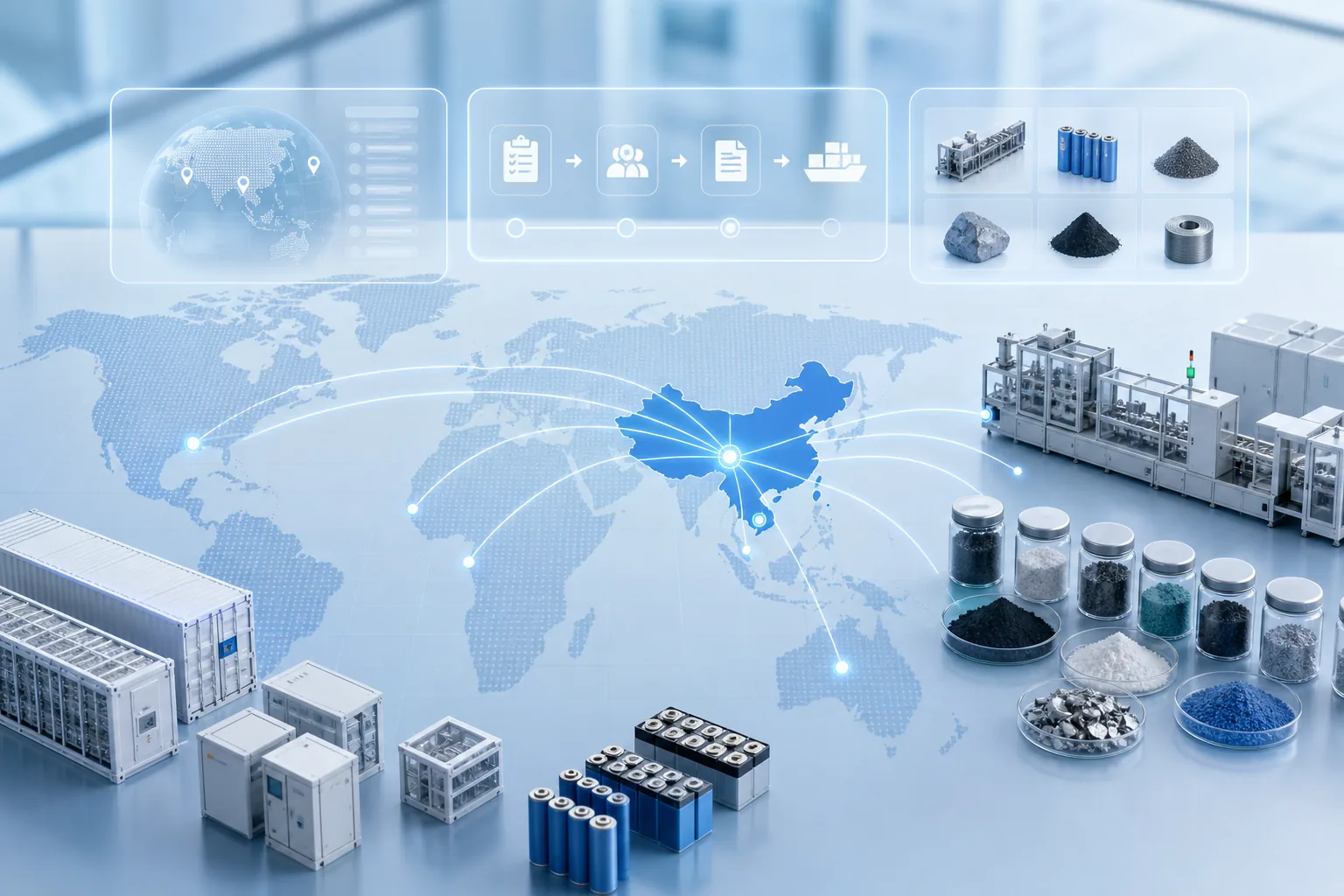 China battery equipment and materials supply-chain intelligence map